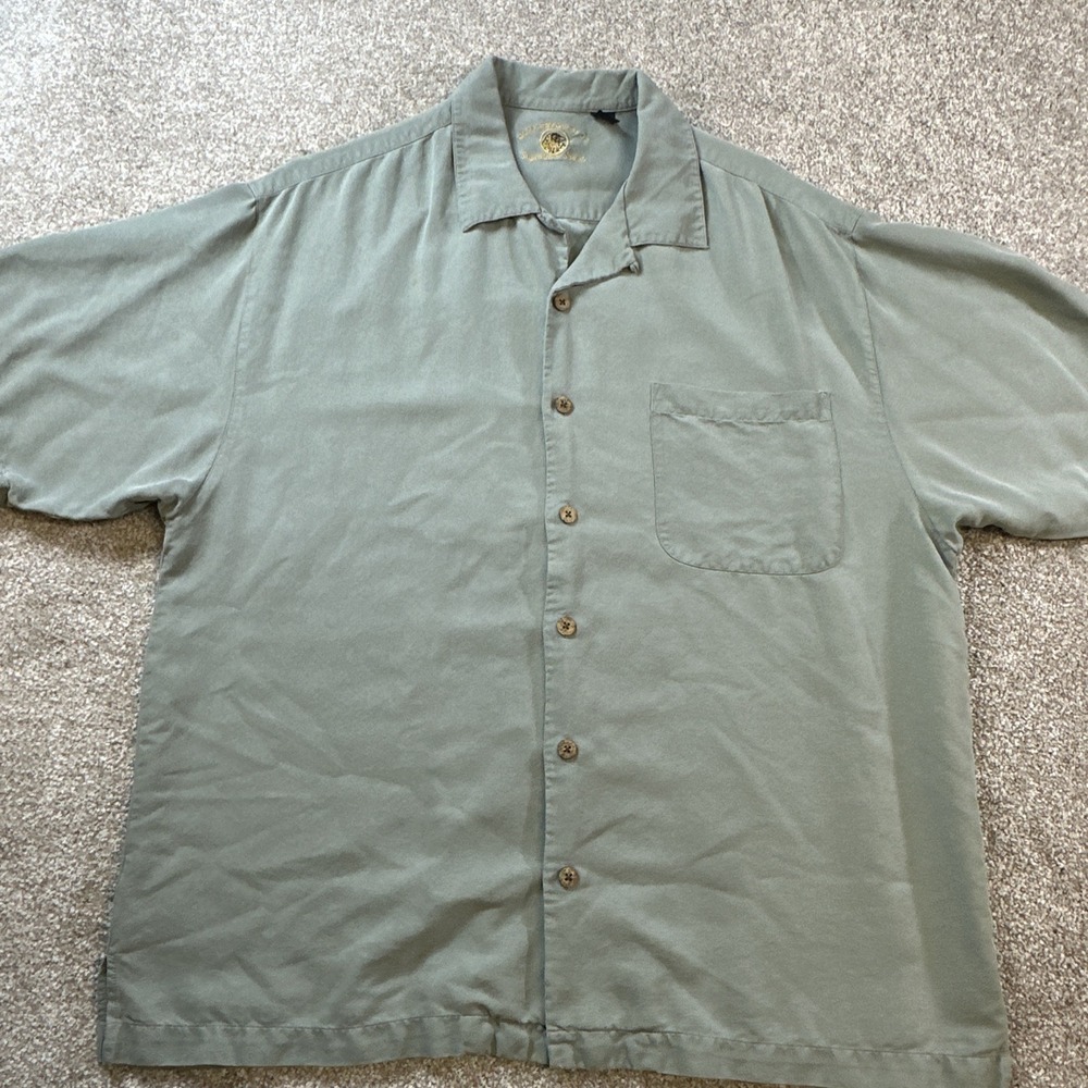 Eagle Dry Goods Silk Signature Shirt Mens Large Gray Button Down Short Sleeve